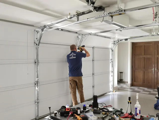 Millbury Garage Door Repair certified technician performing precision garage door repair in Millbury