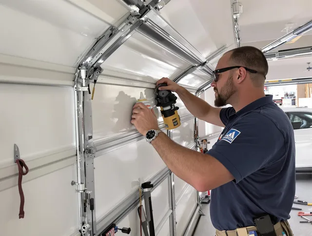 Millbury Garage Door Repair technician quieting a noisy garage door in Millbury