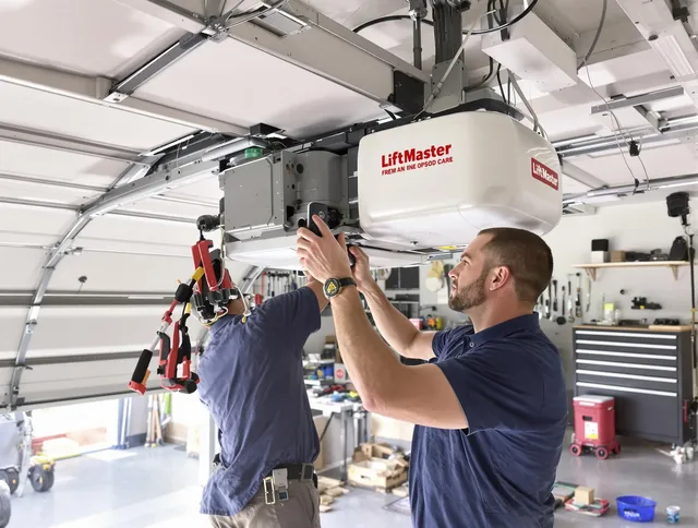 Millbury Garage Door Repair technician performing advanced diagnostics on garage opener in Millbury