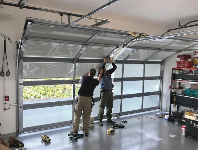 Millbury Garage Door Repair expert performing precise panel replacement on Millbury garage door